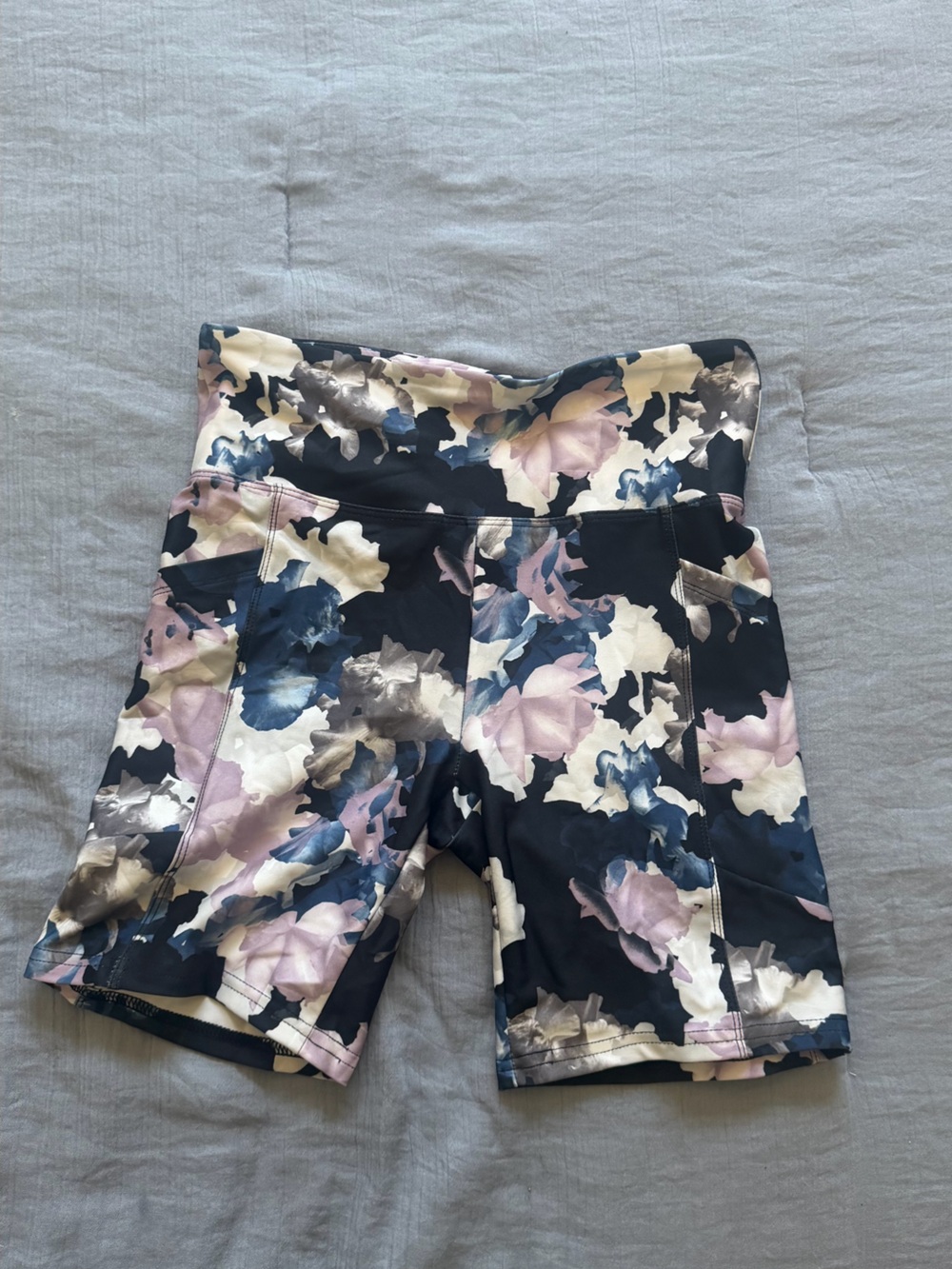 Floral Print Active Leggings - Black, Blue & Pink